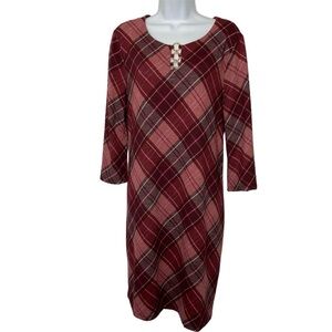 Tacera Red Plaid Soft Knit Dress NWT